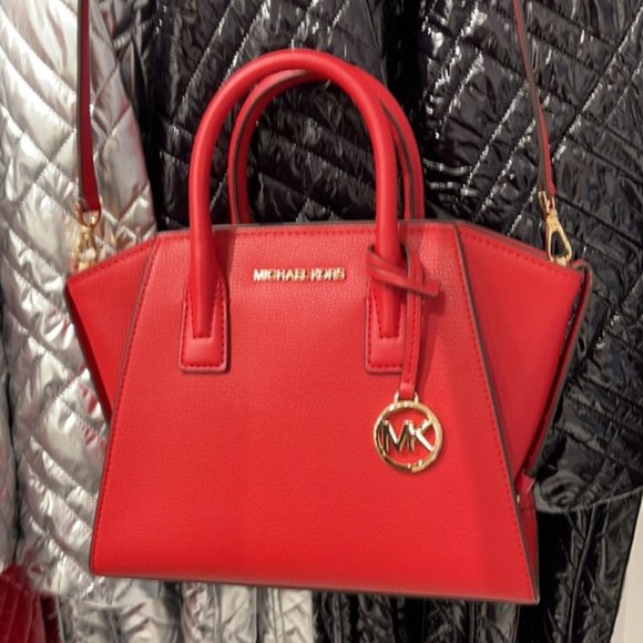 Michael Kors, Bags, Michael Kors Avril Small Leather Topzip Satchel Color  Flame